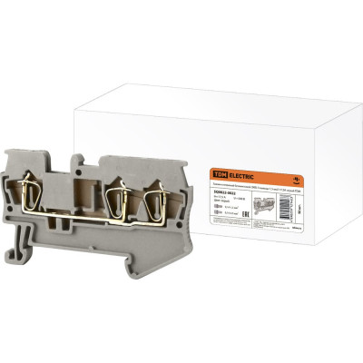 Зажим TDM ELECTRIC клеммный, безвинтовой, ЗКБ, 3 вывода 1,5 мм2, 17,5А, серый SQ0822-0022