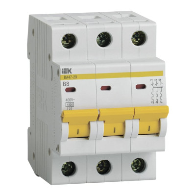 Автоматический выключатель IEK ВА47-29, 3Р, 8А, 4,5кА, х-ка В MVA20-3-008-B