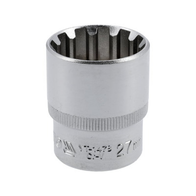 Головка торцевая короткая SPLINE (27 мм; 1/2"; CrV) YATO YT-1478