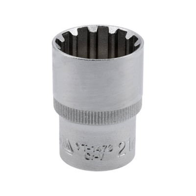 Головка торцевая короткая SPLINE (21 мм; 1/2"; CrV) YATO YT-1473