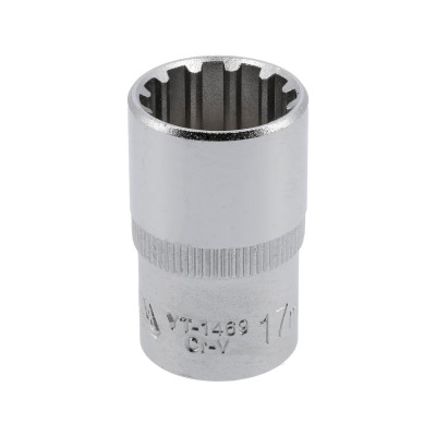 Головка торцевая короткая SPLINE (17 мм; 1/2"; CrV) YATO YT-1469