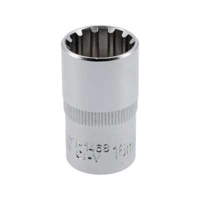 Головка торцевая короткая SPLINE (16 мм; 1/2"; CrV) YATO YT-1468