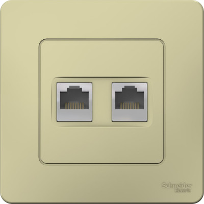 Двойная компьютерная розетка Systeme Electric Blanca скрытой установки, rj45, кат.5e, бежевый BLNIS045457