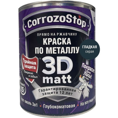 Быстросохнущая грунт-эмаль по металлу, ржавчине Finlux F-115 CorrozoStop Ral 7016 Темно-Серый, 0.75 л 4603783210732