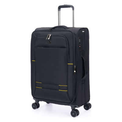 Чемодан Torber Brosno, черный, нейлон 600D, 43.5x26x68 см, 56 л T1901M-Black