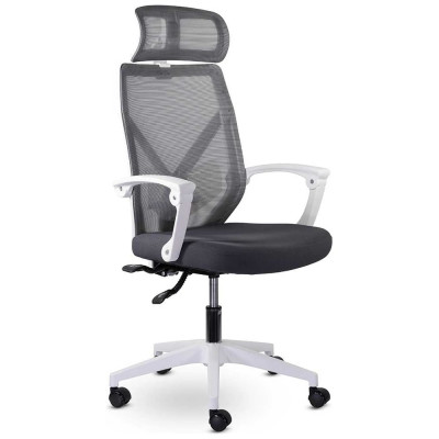 Кресло UTFC астон м-711 с подголовником, белый пластик (темно-серый) КИАстон02