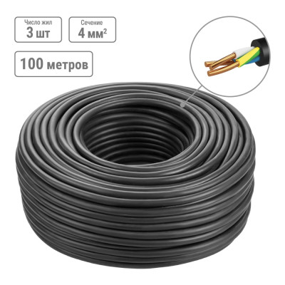 Кабель TDM ELECTRIC ППГ-Пнг(А)-HF 3x4 ок(n, pe)-0.66, ГОСТ, 100 м SQ0128-0057