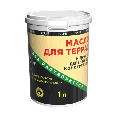 Масло с воском для дерева, наружных и внутренних работ POLI-R Красное дерево, 1 л 22000