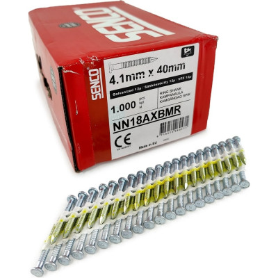 Реечные анкерные гвозди Senco R34 4.1x40 Ring 12mu DP (Цинк 12мкм 1000 шт) NN18AXBMR
