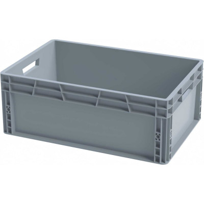 Ящик п/п Sembol Plastik 600x400x230 сплошной, усиленное дно, серый 25252