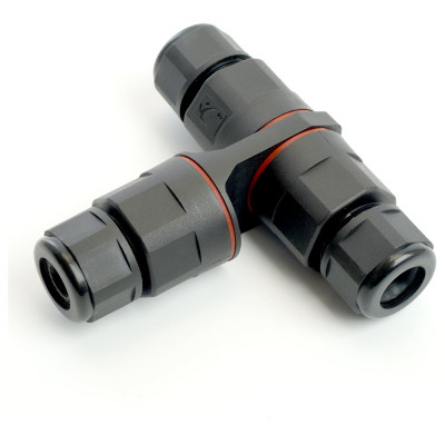 3-контактный соединитель-коннектор STEKKER ld541 на 3 выхода, с СМК221 пружинным контактом, ip68, черный, 49194