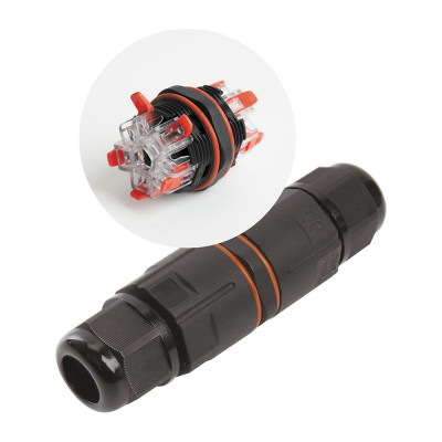 Соединитель-коннектор для проводов STEKKER ld535, 5-контактный, с пружинным контактом, водонепроницаемый, черный, 49191