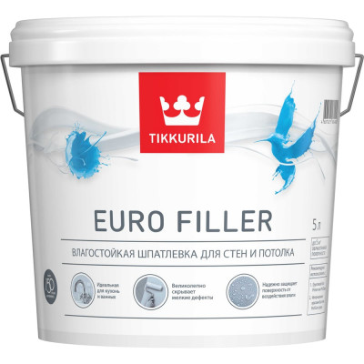 Влагостойкая шпатлевка Tikkurila EURO FILLER 5 л 700012220