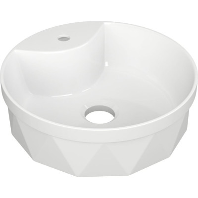 Круглая накладная раковина Bauedge BAU Element Cristal D40, с отверстием под смеситель, белая NS0006