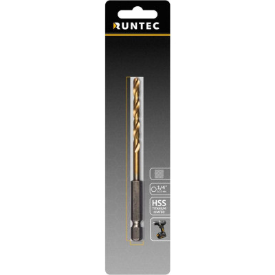 Сверло по металлу HSS-TiN 8x117 мм, HEX RUNTEC RT-DS8
