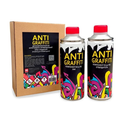 Двухкомпонентный лак STAPOL антиграффити, антивандальный набор с отвердителем, (А комп.0,5 кг+ B комп.0,42 кг) ZK68