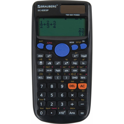 Калькулятор инженерный BRAUBERG Sc-82esp (165x84 мм), 252 функции, 10+2 разрядов, двойное питание 271723