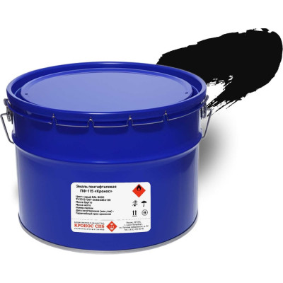 Эмаль КРОНОС СПб ПФ-115 Кронос черный (RAL 9005), ведро - 10 кг 4605578002553