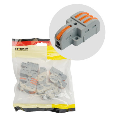 Клемма супер-компактная разветвительная STEKKER 1 вход, 3 выхода, наборная, LD220-103 (DIY упак 10 шт), 49791