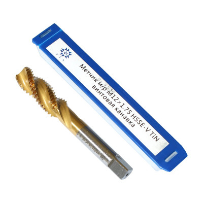 Метчик TLX М12,0 1,75 м/р.HSSЕ-V GV3 винтовая канавка, покрытие TiN ISO 529 74575