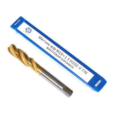 Метчик TLX М10,0 1,5 м/р.HSSЕ-V GV3 винтовая канавка, покрытие TiN ISO 529 74574