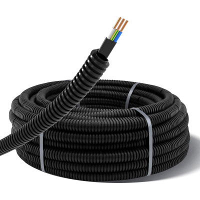 Кабель TDM ELECTRIC ВВГ-Пнг(А)-LS 3х1,5ок(N,PE)-0,66 ГОСТ в гофрированной трубе ПНД d16 черная (50 м) SQ0140-1001