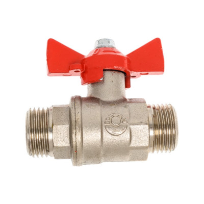 Кран шаровой для воды Valfex N/P59 1/2" НР/НР руч. бабочка, латунный никелированный 11Б27фт1М(96/24) VF.219.NB1.012.N/P59.Bir