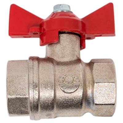 Шаровой кран Valfex N/P59 БИРКА для воды 1/2" ВР/ВР ручка-бабочка, латунный никелированный, 11Б27фт1М (96/24) VF.217.NB1.012.N/P59.Bir