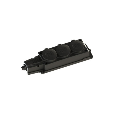 Колодка удлинителя Systeme Electric 3-м MultiSet 16А 250В IP44 с заземл. каучук черн. SE MST4103BK