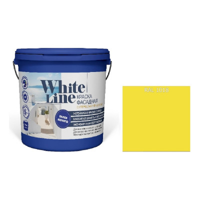 Краска фасадная ВД White Line RAL 1018 Желтый цинк, ведро 16 л, 20,2 кг 4690417129300