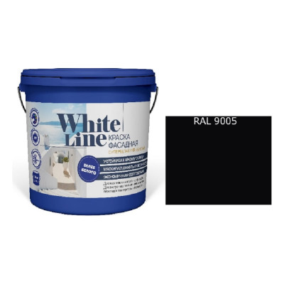 Краска фасадная ВД White Line RAL 9005 Сигнальный черный, ведро 4,5 л, 5,6 кг 4690417130337
