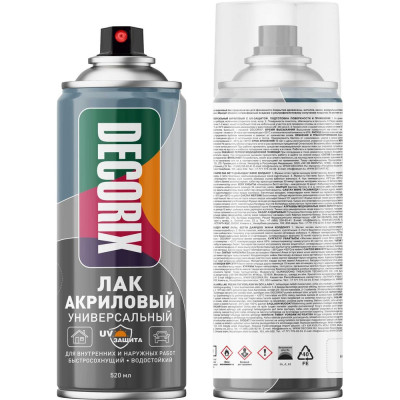 Аэрозольный лак универсальный Decorix с UV-защитой, 520 мл, бесцветный матовый 0123-31 DX