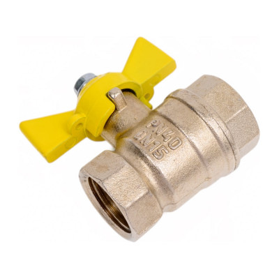 Шаровой кран Valfex N/P59 БИРКА для газа 1/2 ВР/ВР ручка-бабочка, латунный никелированный, 11Б27фтМ (96/24) VF.277.NB3.012.N/P59.Bir