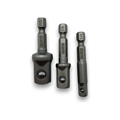 Набор адаптеров под головки 1/4-3/8-1/2", 50 мм, 3 предмета, CR-V SKRAB 43464