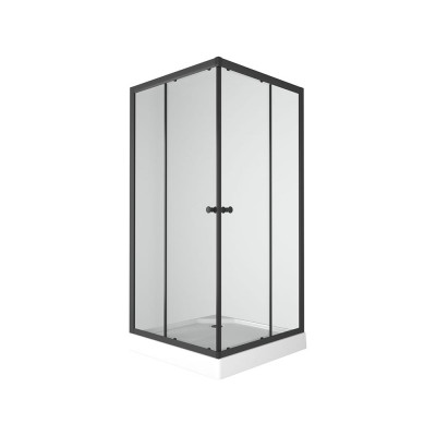 Душевой уголок BauedgeBAU Stil Hit Black с поддоном 90x90х195, прозрачное закаленное стекло, черный профиль TY0038