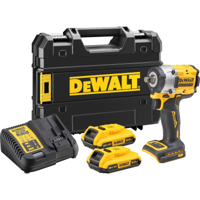 Аккумуляторный бесщеточный гайковерт Dewalt 18 В, 610 Нм, 2500 об/мин, 3550 уд/мин, с 2 АКБ 2 Ач и ЗУ, в кейсе TSTAK, DCF921D2T DCF921D2T-QW