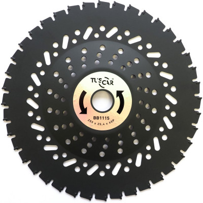 Нож для мотокосы TUSCAR BB1115, Professional, 255x25.4x40P, Grass with roots 1031115112-40-2