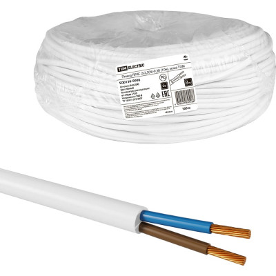 Провод TDM ELECTRIC ПРКС 2x0,75(N)-0,38 (50м), белый TDM SQ0136-0008