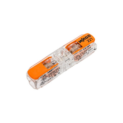 Клемма соединитель для сращивания WAGO 221-2411 2-х сторонний, с рычагом, 1.5-4.0мм, 60 штук/упаковка WAGO.221-2411