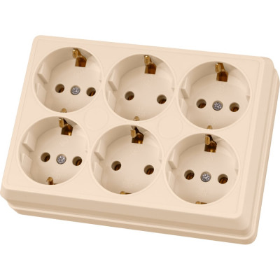 Розетка TDM ELECTRIC шестиместная, 2П+3, открытой установки, IP20, 16A, сл.кость, Ладога SQ1801-0246
