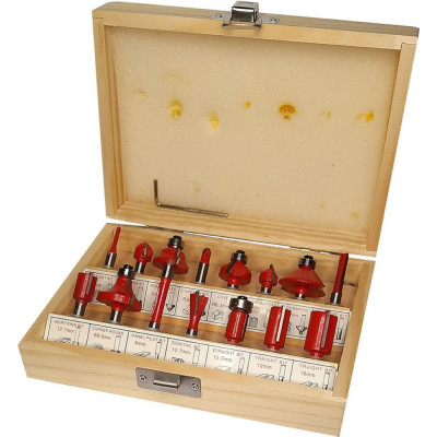 Набор кромочных фрез Sinica с твердосплавным наконечником 6 мм, 15 шт, пос. диаметр 6мм 100035