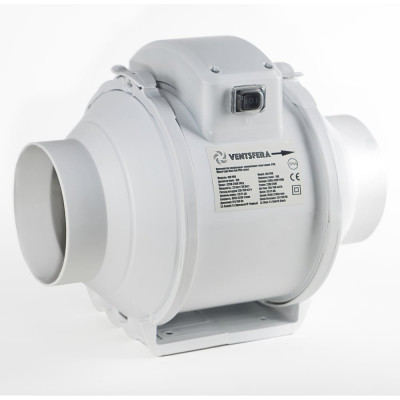 Вентилятор VENTSFERA осевой канальный, двухскоростной 125 PRO + кнопка на корпусе для переключения скоростей, D 125 BZ-125P