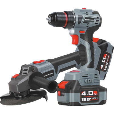 Аккумуляторный бесщеточный набор 2в1 Profipower Тип-2 УШМ MKDGA-18V, шуруповерт MKBL-18B, Li-ion-2шт 18В, 4.0Ач, З/У E0220