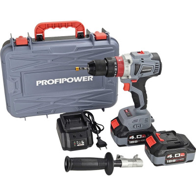 Аккумуляторная дрель бесщеточная ударная Profipower MKDHP-20V (Li-ion-2шт, 4.0Ач, 90Нм, 2 скорости, З/У, кейс) E0087M1