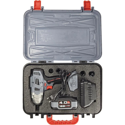 Аккумуляторный гайковерт бесщеточный ударный Profipower DWDTW-18V (Li-ion-1шт, 4.0Ач, 600Нм, З/У, кейс) E0105