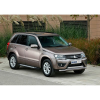 Пороги "Bmw-Style круг" Rival для Suzuki Grand Vitara III 5-дв. 2005-2015, 173 см, 2 шт., алюминий, D173AL.5502.2