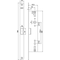 Корпус огнестойкого замка для профильной двери Nemef 1925/21/40mm PZ ZN, DIN, антипаника, для пассивной створки, симметричный 69180