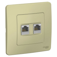 Двойная компьютерная розетка Systeme Electric Blanca скрытой установки, rj45, кат.5e, бежевый BLNIS045457