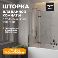 Шторка на ванну Teymi Anni 1400x1000, прозрачное стекло, профиль хром T00279 ЦБ-00267142