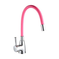 Смеситель для кухни ROEGEN 40 мм, на гайке, с боковой ручкой, с гибким розовым изливом RD014P